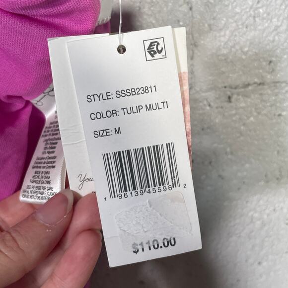 Jessica Simpson Shine Bright Lace Front 1 Piece Swimsuit Tulip Multi Medium - Picture 8 of 12